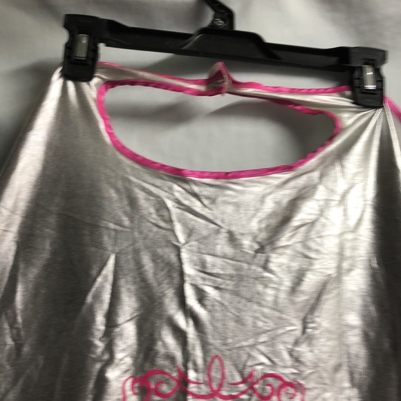 Silver pink trim Supergirl cape six flags Costume For Halloween or dress up - Picture 6 of 13